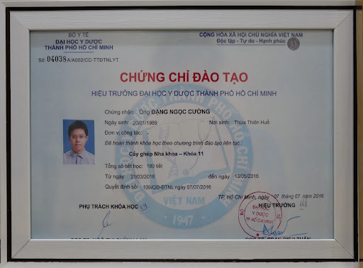 Chứng chỉ Cấy ghép Nha khoa