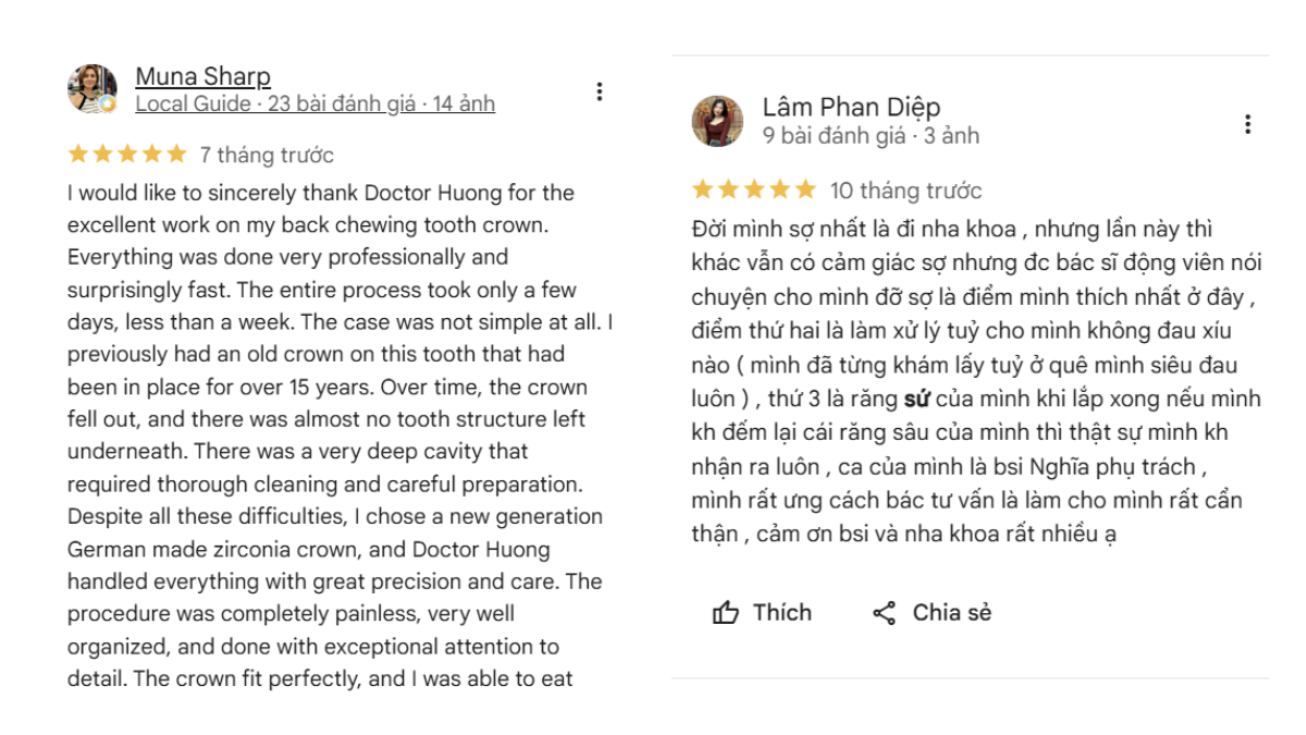 review 5 sao google map my smile đà nẵng